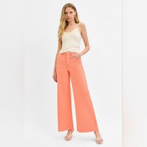 Risen High Rise Tummy Control Wide Leg Palazzo Jeans Coral Peach Various NEW
